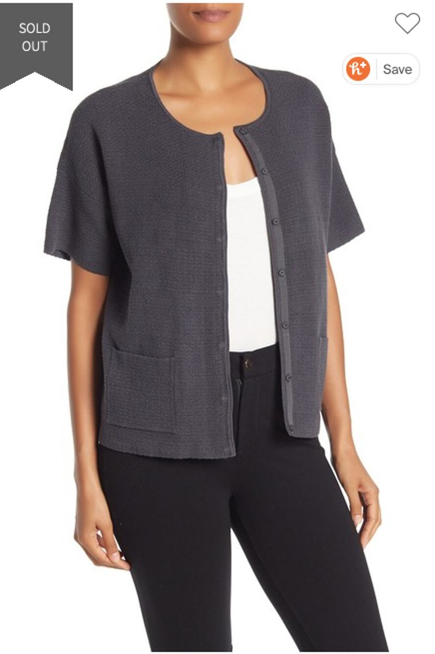 Eileen Fisher Short Sleeve Silk Blend Cardigan Size Medium